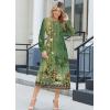 image:imageZeagoo Long Sleeve Dresses for Women 2026 Fall Winter Casual Flowy ALine Boho Midi Party Long Dress with PocketsGreen Print