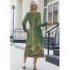image:imageZeagoo Long Sleeve Dresses for Women 2026 Fall Winter Casual Flowy ALine Boho Midi Party Long Dress with PocketsGreen Print