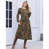 image:imageZeagoo Long Sleeve Dresses for Women 2026 Fall Winter Casual Flowy ALine Boho Midi Party Long Dress with PocketsLeopard Print