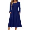 image:imageZeagoo Long Sleeve Dresses for Women 2026 Fall Winter Casual Flowy ALine Boho Midi Party Long Dress with PocketsNavy 2