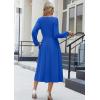 image:imageZeagoo Long Sleeve Dresses for Women 2026 Fall Winter Casual Flowy ALine Boho Midi Party Long Dress with PocketsNavy