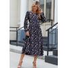 image:imageZeagoo Long Sleeve Dresses for Women 2026 Fall Winter Casual Flowy ALine Boho Midi Party Long Dress with PocketsNavy Floral