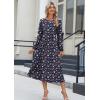image:imageZeagoo Long Sleeve Dresses for Women 2026 Fall Winter Casual Flowy ALine Boho Midi Party Long Dress with PocketsNavy Floral