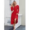 image:imageZeagoo Long Sleeve Dresses for Women 2026 Fall Winter Casual Flowy ALine Boho Midi Party Long Dress with PocketsRed