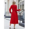 image:imageZeagoo Long Sleeve Dresses for Women 2026 Fall Winter Casual Flowy ALine Boho Midi Party Long Dress with PocketsRed