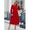 image:imageZeagoo Long Sleeve Dresses for Women 2026 Fall Winter Casual Flowy ALine Boho Midi Party Long Dress with PocketsRed