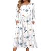 image:imageZeagoo Long Sleeve Dresses for Women 2026 Fall Winter Casual Flowy ALine Boho Midi Party Long Dress with PocketsWhite Floral