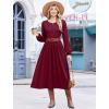 image:imageZeagoo Long Sleeve Dresses for Women 2026 Fall Winter Casual Flowy ALine Boho Midi Party Long Dress with PocketsWine Red