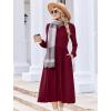 image:imageZeagoo Long Sleeve Dresses for Women 2026 Fall Winter Casual Flowy ALine Boho Midi Party Long Dress with PocketsWine Red