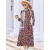 image:imageZeagoo Long Sleeve Dresses for Women 2026 Fall Winter Casual Flowy ALine Boho Midi Party Long Dress with PocketsWine Red Pattern