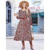 image:imageZeagoo Long Sleeve Dresses for Women 2026 Fall Winter Casual Flowy ALine Boho Midi Party Long Dress with PocketsWine Red Pattern
