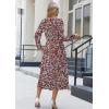 image:imageZeagoo Long Sleeve Dresses for Women 2026 Fall Winter Casual Flowy ALine Boho Midi Party Long Dress with PocketsWine Red Pattern