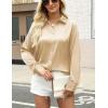 image:imageZeagoo Satin Blouses for Women Silk Button Down Shirts Long Sleeve Business Casual TopsLight Tan