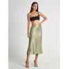 image:imageZeagoo Skirts for Women High Waist Skirt Elegant Midi Skirt SatinApple Green