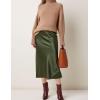image:imageZeagoo Skirts for Women High Waist Skirt Elegant Midi Skirt SatinArmy Green