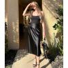 image:imageZeagoo Skirts for Women High Waist Skirt Elegant Midi Skirt SatinBlack