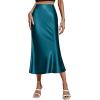 image:imageZeagoo Skirts for Women High Waist Skirt Elegant Midi Skirt SatinDark Blue