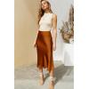 image:imageZeagoo Skirts for Women High Waist Skirt Elegant Midi Skirt SatinDark Brown