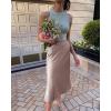 image:imageZeagoo Skirts for Women High Waist Skirt Elegant Midi Skirt SatinLight Khaki