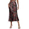 image:imageZeagoo Skirts for Women High Waist Skirt Elegant Midi Skirt SatinRed Floral