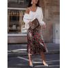 image:imageZeagoo Skirts for Women High Waist Skirt Elegant Midi Skirt SatinRed Floral