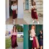 image:imageZeagoo Skirts for Women High Waist Skirt Elegant Midi Skirt SatinWine Red