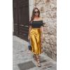 image:imageZeagoo Skirts for Women High Waist Skirt Elegant Midi Skirt SatinYellow