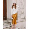 image:imageZeagoo Skirts for Women High Waist Skirt Elegant Midi Skirt SatinYellow