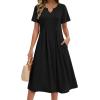 image:imageZeagoo Summer Dresses for Women 2026 Casual Short Sleeve Aline Midi Dress with Pocket Flowy Pleated Tshirt Beach SundressBlack