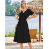 image:imageZeagoo Summer Dresses for Women 2026 Casual Short Sleeve Aline Midi Dress with Pocket Flowy Pleated Tshirt Beach SundressBlack
