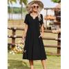 image:imageZeagoo Summer Dresses for Women 2026 Casual Short Sleeve Aline Midi Dress with Pocket Flowy Pleated Tshirt Beach SundressBlack