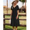 image:imageZeagoo Summer Dresses for Women 2026 Casual Short Sleeve Aline Midi Dress with Pocket Flowy Pleated Tshirt Beach SundressBlack