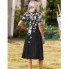 image:imageZeagoo Summer Dresses for Women 2026 Casual Short Sleeve Aline Midi Dress with Pocket Flowy Pleated Tshirt Beach SundressBlack Floral Print