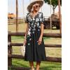 image:imageZeagoo Summer Dresses for Women 2026 Casual Short Sleeve Aline Midi Dress with Pocket Flowy Pleated Tshirt Beach SundressBlack Floral Print