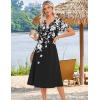 image:imageZeagoo Summer Dresses for Women 2026 Casual Short Sleeve Aline Midi Dress with Pocket Flowy Pleated Tshirt Beach SundressBlack Floral Print