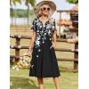 image:imageZeagoo Summer Dresses for Women 2026 Casual Short Sleeve Aline Midi Dress with Pocket Flowy Pleated Tshirt Beach SundressBlack Floral Print