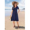 image:imageZeagoo Summer Dresses for Women 2026 Casual Short Sleeve Aline Midi Dress with Pocket Flowy Pleated Tshirt Beach SundressBlue