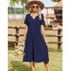 image:imageZeagoo Summer Dresses for Women 2026 Casual Short Sleeve Aline Midi Dress with Pocket Flowy Pleated Tshirt Beach SundressBlue