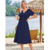 image:imageZeagoo Summer Dresses for Women 2026 Casual Short Sleeve Aline Midi Dress with Pocket Flowy Pleated Tshirt Beach SundressBlue