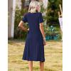 image:imageZeagoo Summer Dresses for Women 2026 Casual Short Sleeve Aline Midi Dress with Pocket Flowy Pleated Tshirt Beach SundressBlue