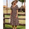image:imageZeagoo Summer Dresses for Women 2026 Casual Short Sleeve Aline Midi Dress with Pocket Flowy Pleated Tshirt Beach SundressCoffee