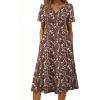 image:imageZeagoo Summer Dresses for Women 2026 Casual Short Sleeve Aline Midi Dress with Pocket Flowy Pleated Tshirt Beach SundressCoffee