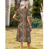 image:imageZeagoo Summer Dresses for Women 2026 Casual Short Sleeve Aline Midi Dress with Pocket Flowy Pleated Tshirt Beach SundressEthnic Print