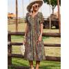image:imageZeagoo Summer Dresses for Women 2026 Casual Short Sleeve Aline Midi Dress with Pocket Flowy Pleated Tshirt Beach SundressEthnic Print