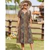 image:imageZeagoo Summer Dresses for Women 2026 Casual Short Sleeve Aline Midi Dress with Pocket Flowy Pleated Tshirt Beach SundressEthnic Print