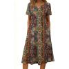 image:imageZeagoo Summer Dresses for Women 2026 Casual Short Sleeve Aline Midi Dress with Pocket Flowy Pleated Tshirt Beach SundressEthnic Print