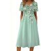 image:imageZeagoo Summer Dresses for Women 2026 Casual Short Sleeve Aline Midi Dress with Pocket Flowy Pleated Tshirt Beach SundressGreen Floral