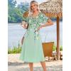 image:imageZeagoo Summer Dresses for Women 2026 Casual Short Sleeve Aline Midi Dress with Pocket Flowy Pleated Tshirt Beach SundressGreen Floral