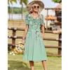 image:imageZeagoo Summer Dresses for Women 2026 Casual Short Sleeve Aline Midi Dress with Pocket Flowy Pleated Tshirt Beach SundressGreen Floral