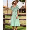 image:imageZeagoo Summer Dresses for Women 2026 Casual Short Sleeve Aline Midi Dress with Pocket Flowy Pleated Tshirt Beach SundressGreen Floral